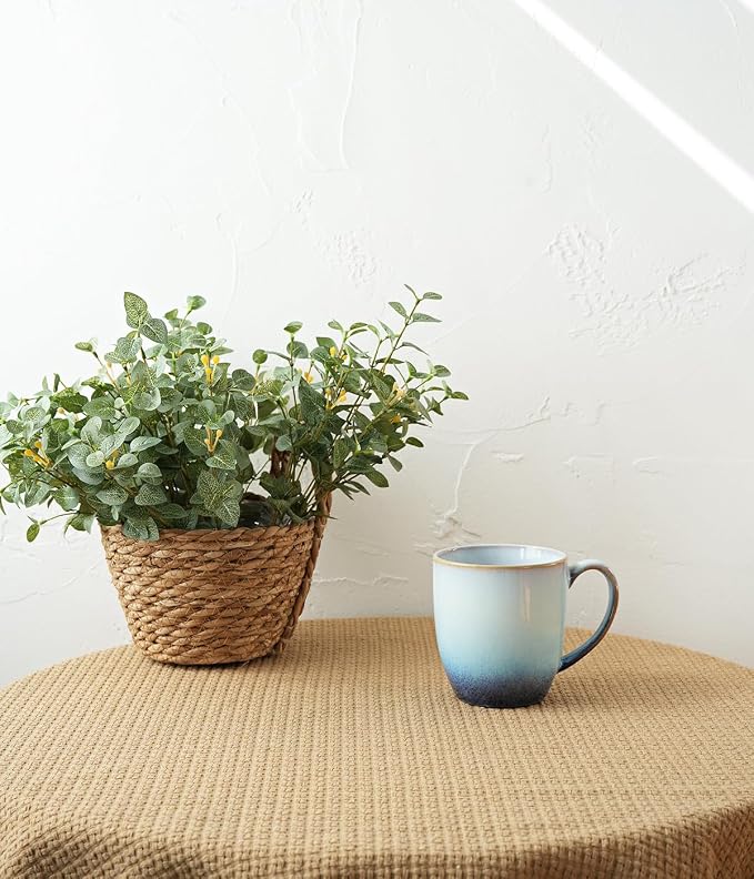Bosmarlin Ceramic Coffee Mug Set of 4, 17 Oz, 3 Colors to Choose, Tea Cups, Dishwasher and Microwave Safe, Reactive Glaze… (17 Oz, Blue)