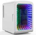 Antarctic Star Mini Compact Refrigerator with Gaming Light, 4L Capacity/6 Cans Portable Mini Fridge, for Bedroom,Car,Office and Dorm, Small Cooler for Cosmetics, Beverage and Food, White