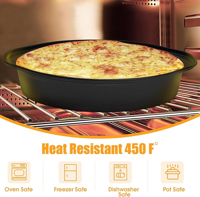 8" Round Cake Pan, 3PCS Nonstick Cake Pans with 100 PCS Parchment Paper, Carbon Steel Cake Baking Pans with Handle, Dishwasher Safe