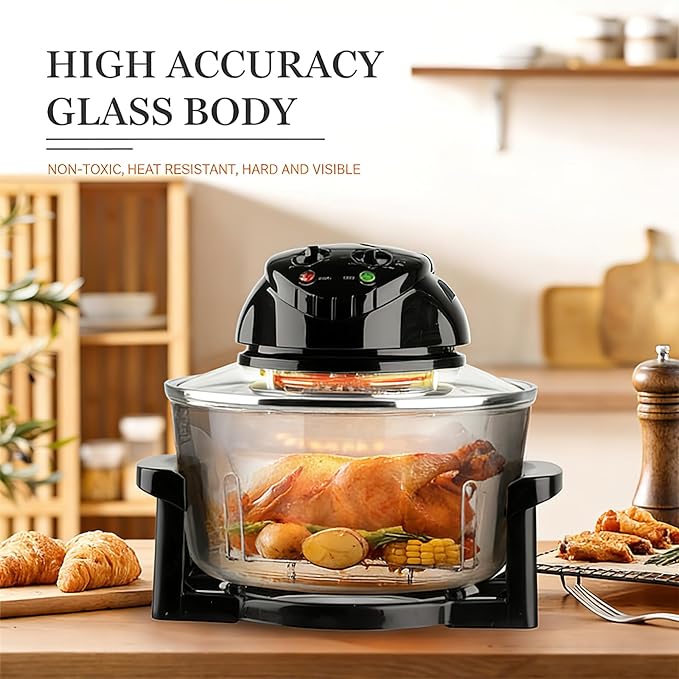 20L 3-in-1 Turbine light wave oven，glass air fryer, 360 ° circulating heating, high-precision glass body, healthy kitchen baking, toaster, broiler, toaster, steamer, and grill (3)