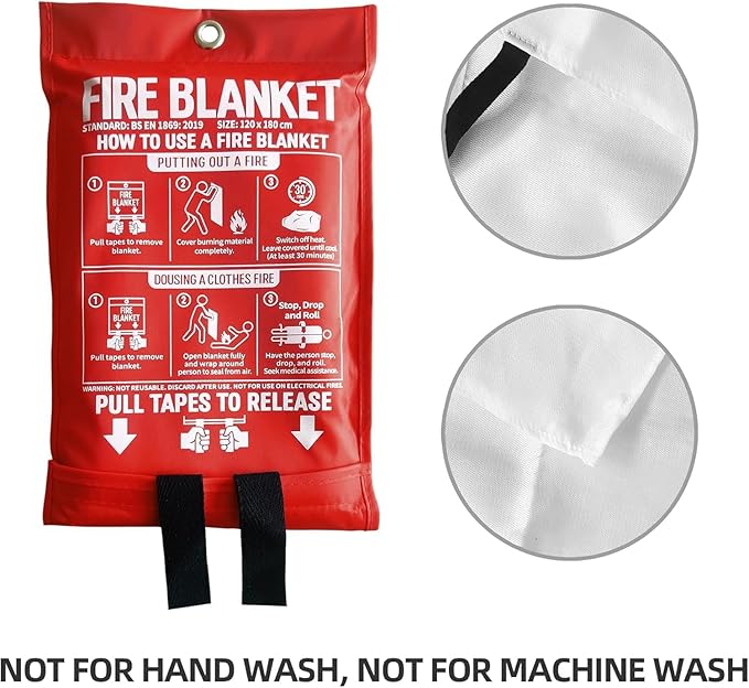 Fire Blanket, 47" x 71",Fiberglass Fire Blanket for Camping and Fire Fighting Shelters