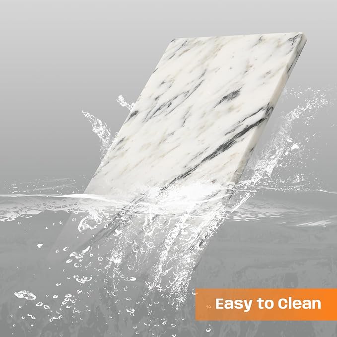 White Marble Cutting Board, 12x20 Inch Marble Pastry Board With Non-Slip Feet For Cheese, Charcuterie, Dough, Chocolate, Dessert, Pack Of 1 Piece