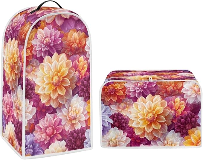 Bright Floral Blender Dust Cover Toaster Cover Boho Mandala Floral 4 Slice Washable Kitchen Small Appliance Cover