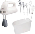 Hamilton Beach 6-Speed Electric Hand Mixer with Whisk, Dough Hooks and Easy Clean Beaters, Powerful 275 Watt Motor, Snap-On Storage Case, White