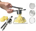 Potato Ricer Stainless Steel with 3 Interchangeable Discs, Heavy Duty Potato Masher & Squeezer, Hand Ricer for Mashed Potatoes and Food Press, Easy to Clean Kitchen Gadgets