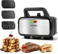 Waffle Iron with Removable Plates, 1200W All-Clad Waffle Maker for Pancake & Breakfast Sandwich, Nonstick Plates, 5-Gear Temperature Control, Cool Touch Handle, Easy to Clean for Family