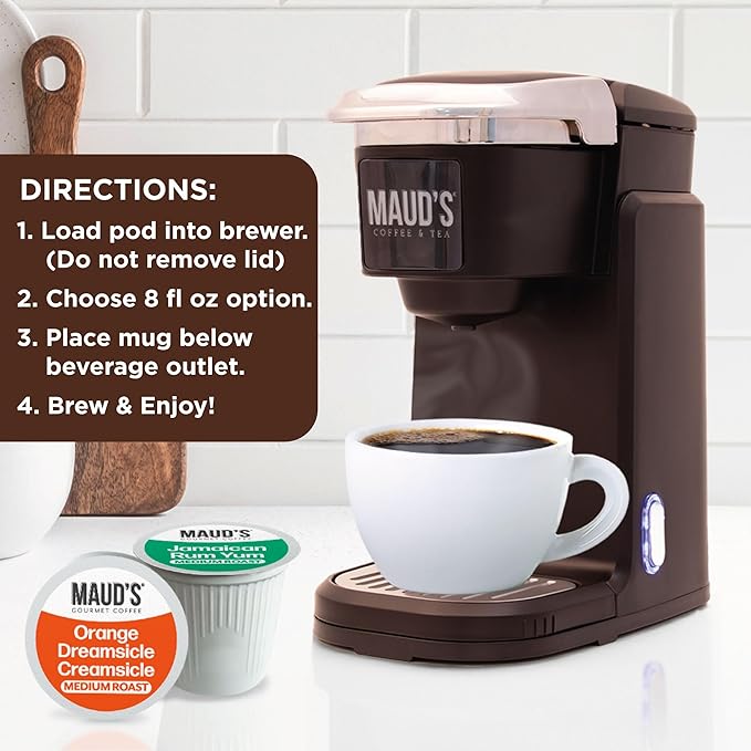 Maud’s Orange Creamsicle & Jamaican Rum Yum Flavored Coffee Pods Variety Pack, 36 ct, Medium Roast Single Serve Pods – 100% Arabica Coffee, Compatible with Keurig K Cups Maker