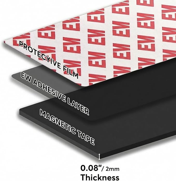 Magnetic Tape with Adhesive Backing, Strong Adhesive Magnet Strip for Kitchen, Whiteboard,Refrigerator,Craft(2"x4"-5 Pack)