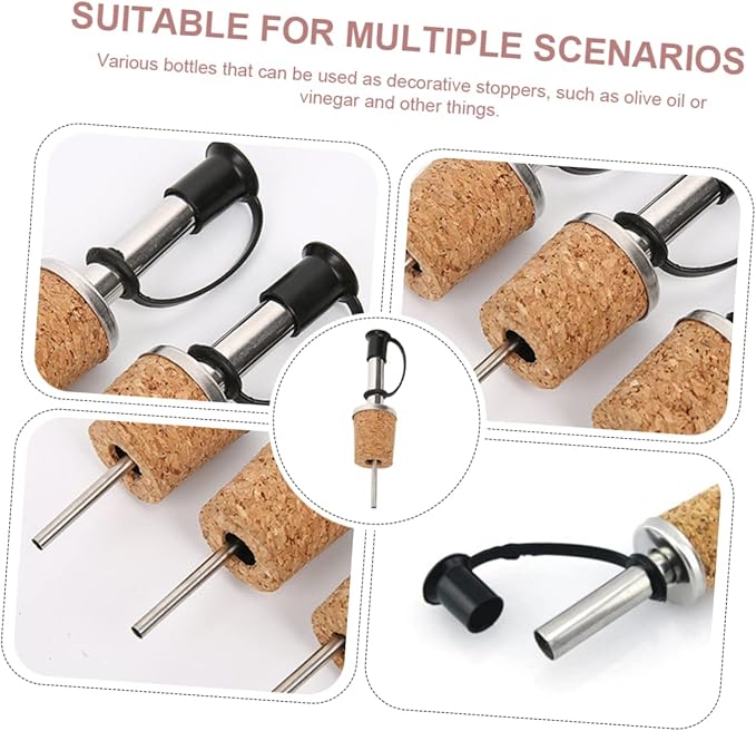 Ciieeo Stainless Steel Wine Pourer Cork Stopper – 8-Piece Set Liquor Bottle Pourer for Home Bars Easy Pour Spout for Wine and Oil Dispensing