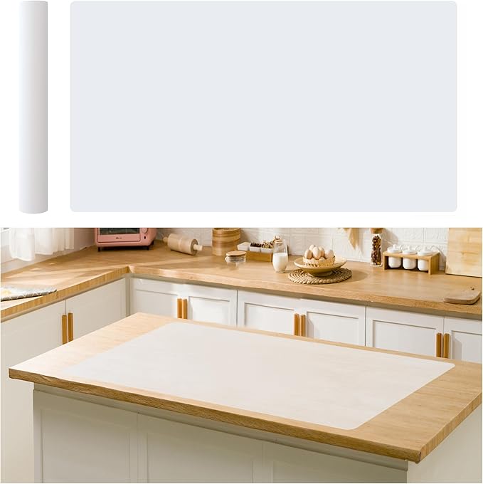 27.9x20 Inch Translucent Heat Resistant Silicone Baking Mat - Non Stick Kitchen Counter Protector, 1.3mm Thick Waterproof Easy Clean Mat for Countertops, Drawers & Crafting, Ships Rolled