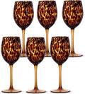 Honeydak Set of 6 Tortoise Leopard Print Brown 15oz Rocks Glasses Stylish Stemless Cocktail Cups Glass Glassware Tumbler Ideal for Gin, Tequila, Vodka, Soft Drinks