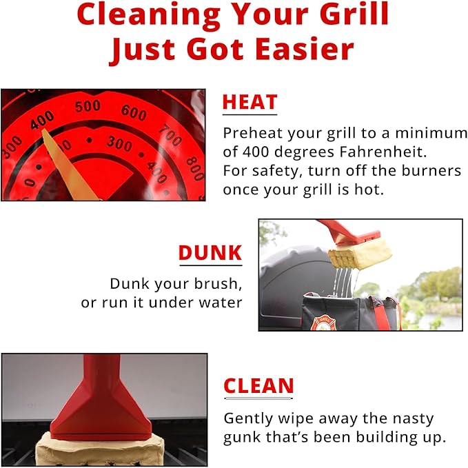 Grill Rescue BBQ Replaceable Scraper Cleaning Head, Bristle Free Grill Brush- Durable and Unique Scraper Tools for Cast Iron or Stainless-Steel Grates (Grill Grate Brush with Scraper)