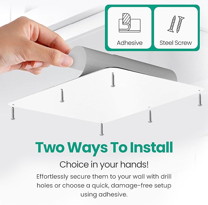 17.5inchX11.5inch Large Stainless Steel Plate for Magnets, 3M Adhesive Back, Mounting Screws, Ideal for Magnetic Shelf, Spice Holders, Colorful Magnets as a Gift. Mount Anywhere! (White, 2 Pack)