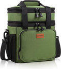 GLENKEY Expandable XLarge Lunch Box, Insulated Heavy Duty Lunch Bag Waterproof Leakproof Durable Cooler Bag for Men Women Adults Work Construction Camping Trip, 22L, Army Green