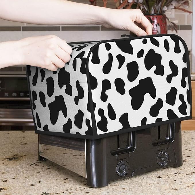 Toaster Cover 4 Slice Cow Print Kitchen Small Appliance Covers with Pockets Dust and Fingerprint Protection