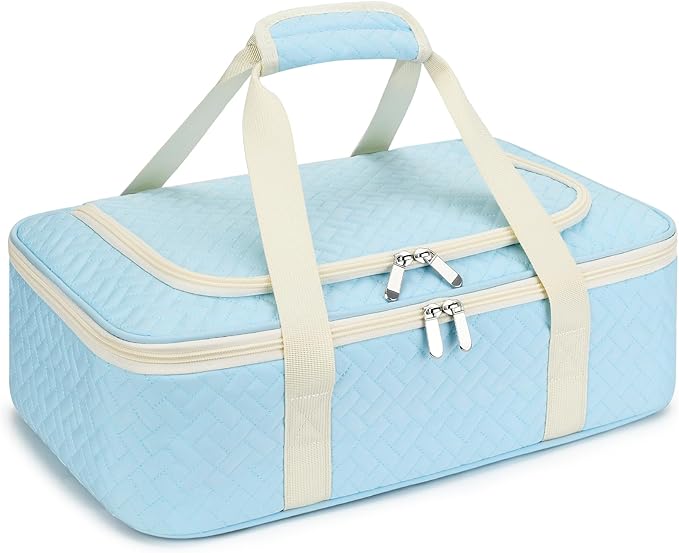 Insulated Casserole Carrier - Portable Casserole Carrier for Hot or Cold Food, Lasagna Holder for Parties,Picnic,Cookouts,Traveling - Fits 9" x 13" Baking Dish (Blue)