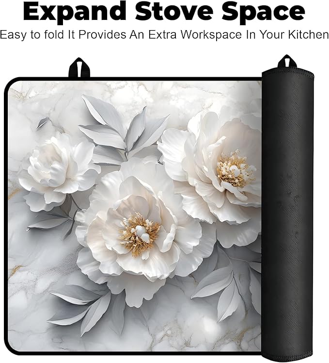Heat-Resistant Glass Stove Top Cover with Anti-Slip Rubber Coating – 28.5x20.5 Inch Electric Stove Protector, Scratch-Resistant, Expands Counter Space, Stylish Kitchen Decor