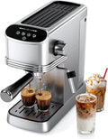 Electactic Compact Espresso Coffee Machine, Espresso Maker with Powerful Milk Frother for Cappuccino, Latte, Small Coffee Machine & Coffee Maker for Home, Apartments, Offices, Dorms, Silver