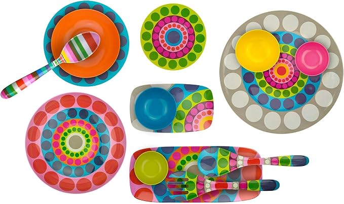 French Bull Plates - 4 Piece Set - 9 inch Melamine Salad Plates Set of 4 - Melamine Dinnerware for Indoor and Outdoor - Dial…