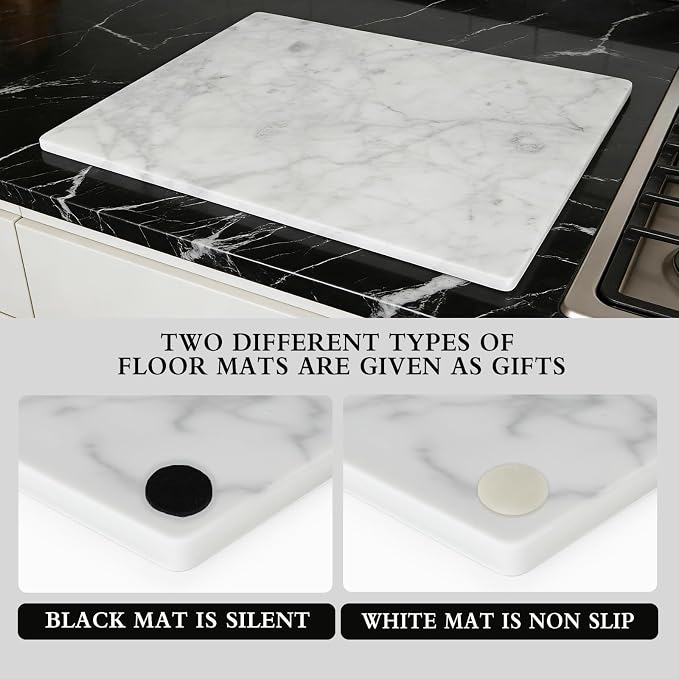 Large Italian Carrara White Marble Cutting Board for Kitchen 16x20 Inch - Stone Granite Cutting Board，Multi-Functional Marble Pastry Board for Cheese, Charcuterie - Wedding Gift, Housewarming