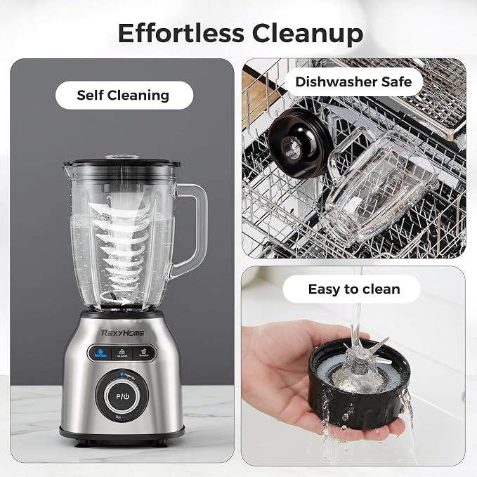 8-Speed Blender with 59oz Glass Jar, 1000W Peak Smoothie Maker | 3 Preset Programs, Pulse & Self-Cleaning, Professional Countertop Blenders for Smoothies, Shakes, Frozen Drinks, Salsas, Dips