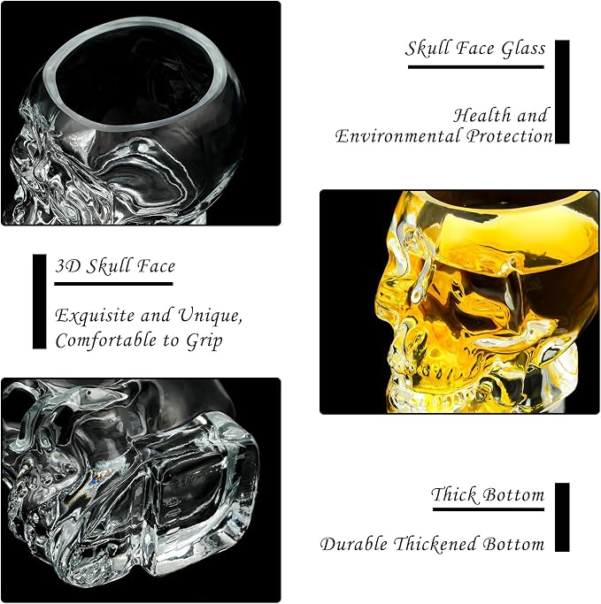 Dandat 24 Pieces Skull Shot Glasses Set 2. 5 oz Mini Clear Bulk for Wedding Party Whiskey, Espresso, Water, Juice, Milk, Coffee, Drinking