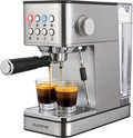 NutriChef 20-Bar Espresso Maker With Milk Frother | Removable 1.8 Quart Water Tank | Coffee Maker for Brewing Espresso, Cappuccino, Latte, Americano & Cold Brew Coffees | Stainless Steel