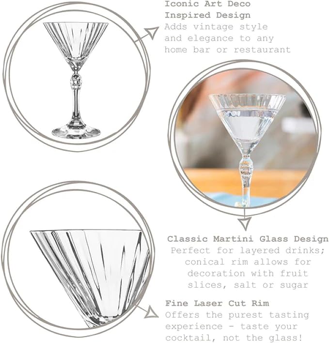 Bormioli Rocco America '20s 5.25 oz. Small Martini Glasses, Clear, Set of 4