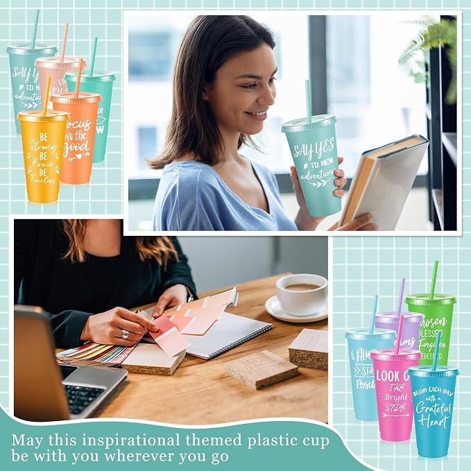 Uiifan 30 Pcs Inspirational Cups Bulk Appreciation Gifts for Employee Coworker Staff Team Thank You Gifts, Office Prizes for Adults Work Party Favors, Associates, Giveaways (Pastel Color)