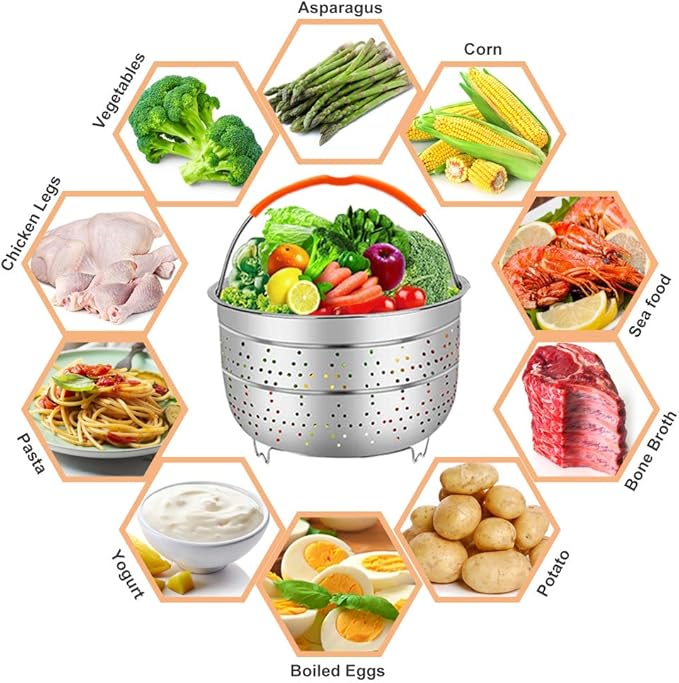 Sugaroom 101 PCS Pressure Cooker Accessories Set Compatible with Instant Pot Accessories 6 qt 8 quart - 2 Steamer Baskets, Springform Pan, Egg Rack, Egg Bites Mold, Steamer Rack and More