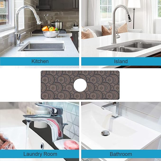 Kitchen Sink Splash Guard Faucet Mat Super Absorbent Fast Drying Mat Sink Gadgets Splash Guard Behind Faucet Drip Catcher for Kitchen (Grey, 15x5.5in)