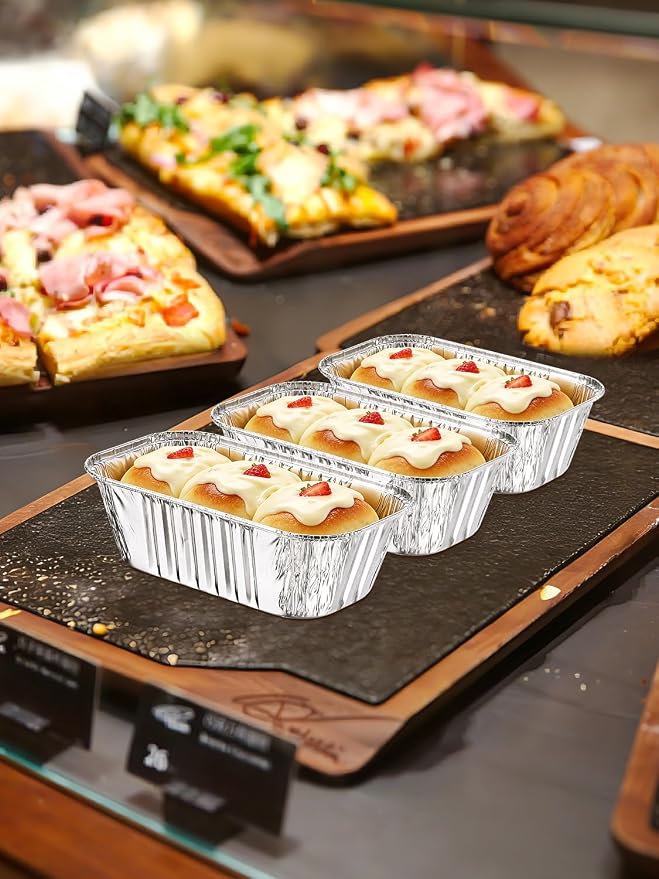 NEEBAKE 150 Pack 6x3.5x2 Disposable Aluminum Loaf Pans - 1 Lb Mini Loaf Pans, Small Aluminum Tin Foil Baking Pan, Food Containers for Baking, Cakes, Bread, Meat, Loaves