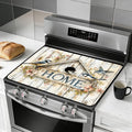 Stove Top Cover for Electric Stove, Vintage Farmhouse Style Glass Cooktop Protector, Multi-functional Kitchen Counter & Washer Top Cover