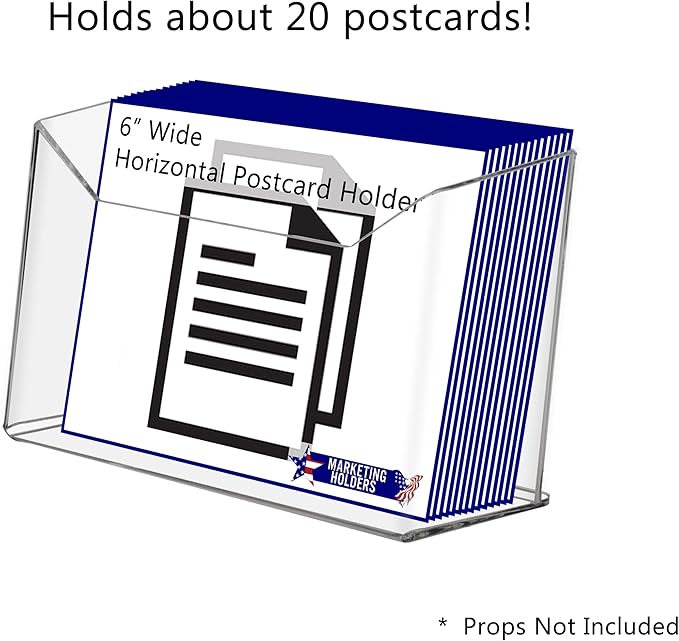 Marketing Holders 12 Pack Postcard Display Holder for 6 Inch Wide Literature Clear Acrylic Wall Mount or Countertop Index Card Take One Display Rack Hanging Hardware Included
