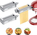 Cofun 3PCS Pasta Attachment for KitchenAid Stand Mixer, 8 Thickness Settings Stainless Steel Pasta Maker with Sheet Roller, Spaghetti & Fettuccine Cutter, Pasta Maker for Kitchenaid Mixer Attachments