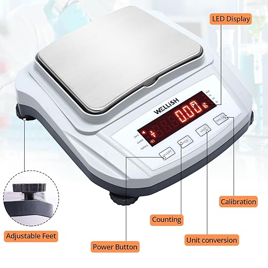 Lab Scale 600g/0.01g High Precision Digital Scale with 500g Weights Analytical Balance Electronic Scale for Kitchen Lab Weighing