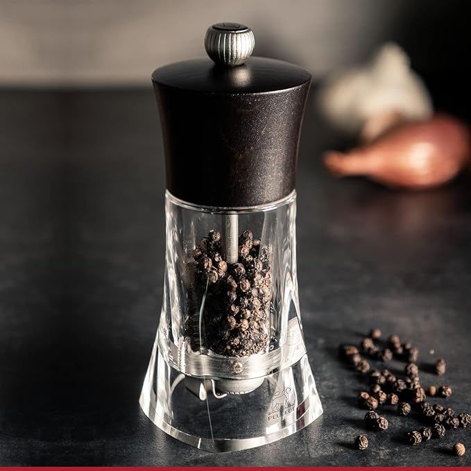 Manual chili pepper mill in wood and acrylic, natural 14 cm - 5,5in.