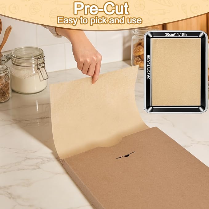 12x16 Inch Parchment Paper Sheets for Baking, 360 Count Thicker Precut Half Sheet Pan Liners, Unbleached Non-Stick Baking Paper for Oven Air Fryer Microwave, 450℉ Heat Resistant (360)