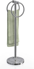 BGL Fingertip Towel Holder Stand Hand Towel Ring for Bathroom or Kitchen Vanity Countertops to Store Hand Towels Washcloths or dishcloths - 2 Hanging Rings?17" High-Chrome