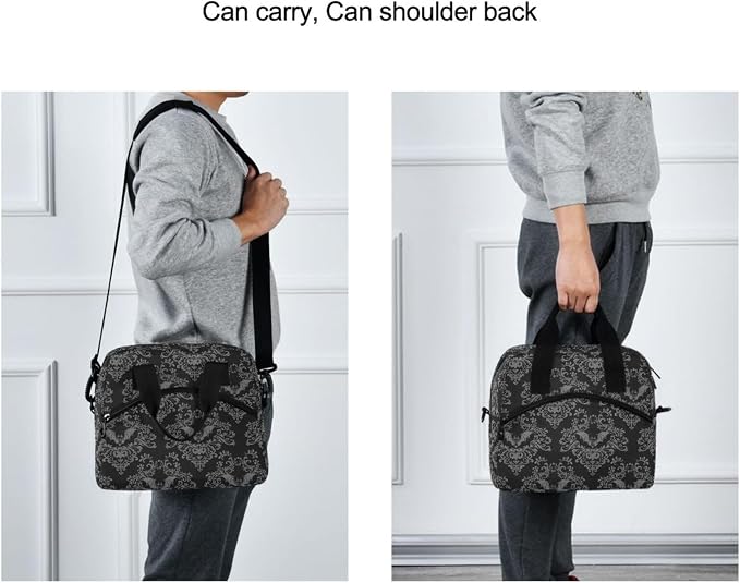 Goth Bat Insulated Lunch Bag Reusable Lunch Tote Bag Cooler Bag for Women Men Adult Lunch Box with Adjustable Shoulder Strap Leakproof Lunch Bag for Work Picnic Camping
