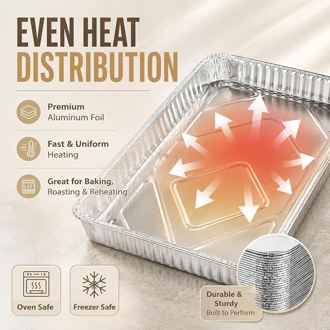 CYEAH 50 Pcs Cookie Sheets for Baking, 12.6 x 8 in Aluminum Foil Pans Durable Nonstick Aluminum Foil Trays, Disposable Aluminumm Foil Grill Topper Pan for BBQ, Outdoor Cooking and Camping