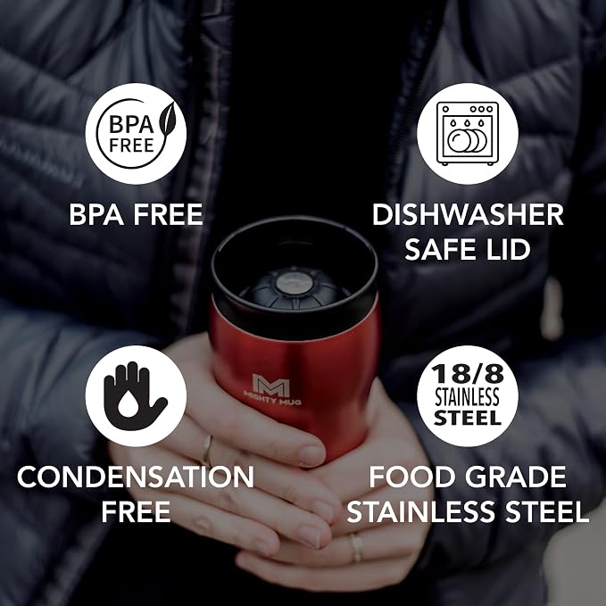 Mighty Mug | The Untippable Mug | Grips When Hit, Lifts for Sips | Insulated Stainless Steel Tumbler | Cupholder Friendly | Gifts for Women Men All | Leakproof | 6 Hour Hot / 24 Cold | 16oz | Rosebud