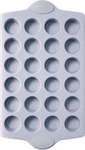 BRONYPRO 24-Cup Non Toxic Nonstick Ceramic Mini Muffin Pan & Cupcake Tin, PFOA & PFOA Free, Heavy Duty Rust-Resistant Aluminized Steel, Oven & Dishwasher Safe, Light Gray