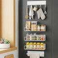 Magnetic Spice Rack for Refrigerator, 5 Pack Magnetic Fridge Organizer Shelves, Strong Magnetic Hold, No Drilling, Space Saving Storage Rack for Kitchen & Washing Machine Organizer (White)