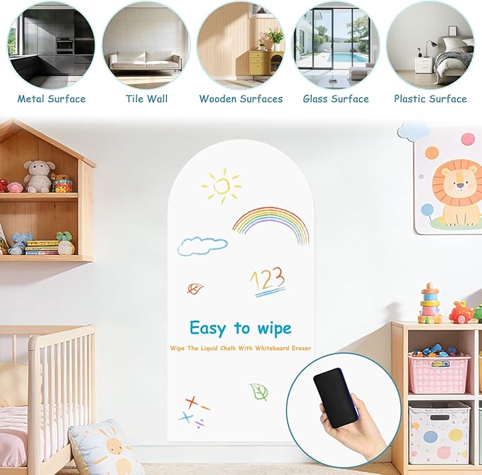 Magnetic Whiteboard Contact Paper 39.3" x 17.5" Peel and Stick Self Adhesive Removable Wallpaper for Home with Multiple Magnet Accessories Magnetic Wall Sticker for Kids Playroom Classroom Essentials