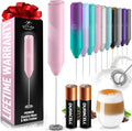 Zulay Kitchen Powerful Milk Frother AA Batteries Included – Ultra Fast Handheld Drink Mixer with Stainless Steel Whisk Stirrer for Coffee, Protein, Matcha & More, Frother Wand Electric Frothmate