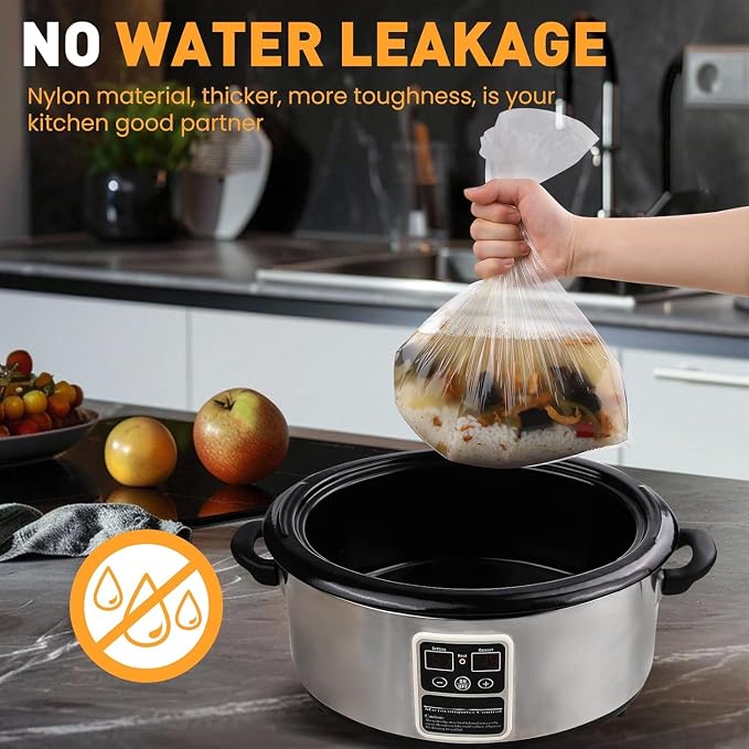60 Pack Slow Cooker Liners, Small Size 10.5"x 17.5" Cooking Bags Disposable Pot Liners, Plastic Slow Cooker Bags Fits 1-3 Quarts, BPA Free, Suitable for Oval & Round Pot