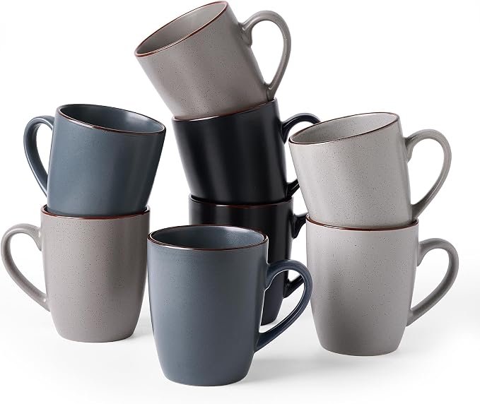 famiware Venus Coffee Mugs for 8, 13 oz Mug Set, Dringking Cup with Handle for Coffee, Tea, Cocoa, Milk, Multi-color