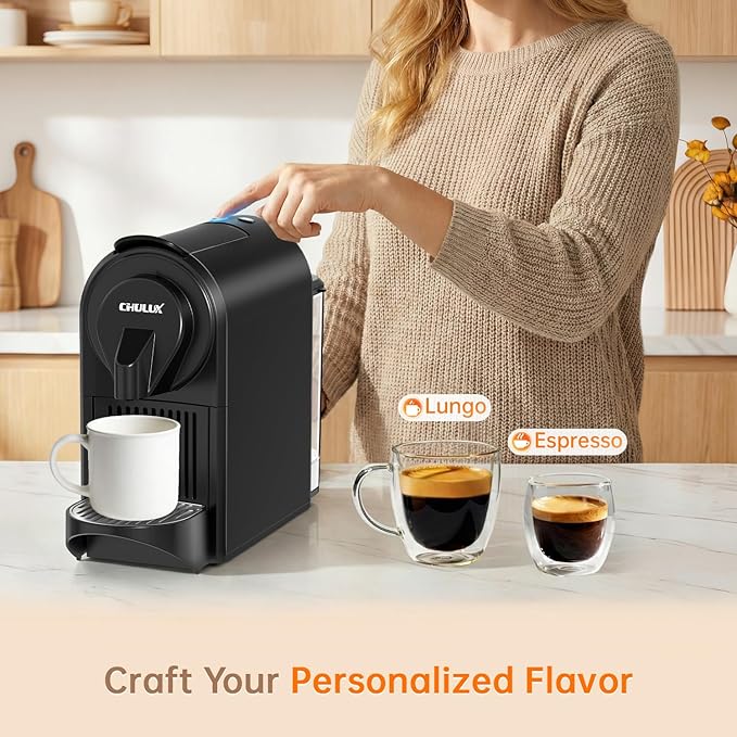 CHULUX Upgrade Bafè-Pro Espresso Machine for Nes Original Pods, 20Bar Rapid Extraction Home Espresso Coffee Maker for Espresso & Lungo, Black