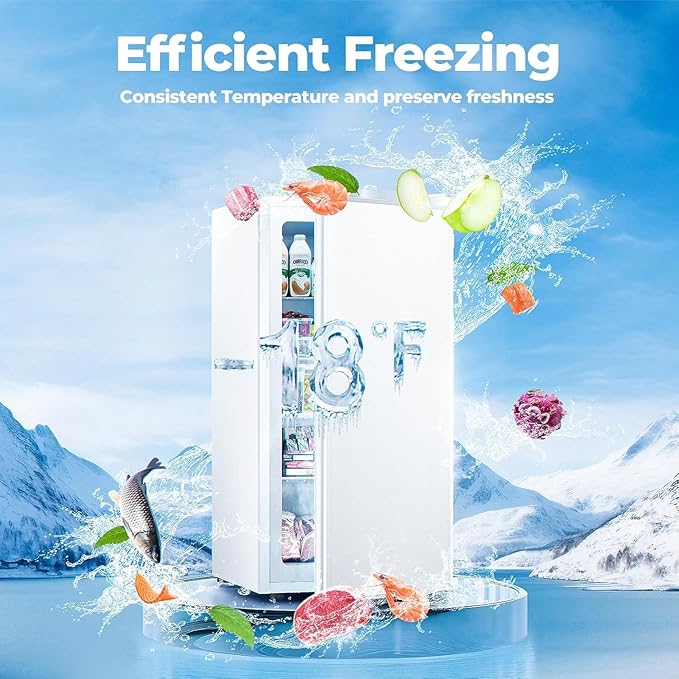 Electactic 6.5 Cu.ft Upright Freezer, Small Stand Up Freezer with Adjustable Thermostat, Removable Glass Shelves, for Bedroom/Home/Dorms/Apartment, White